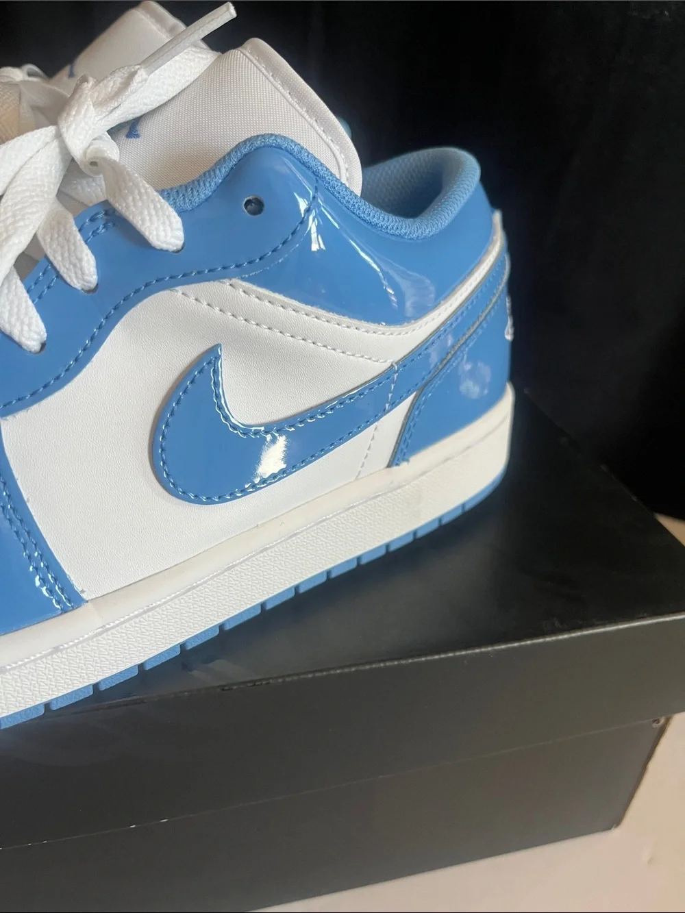 Air Jordan 1 Low SE Sneakers in White and Light Blue